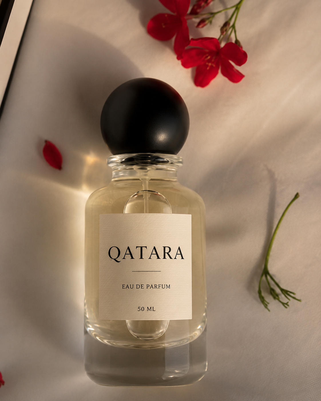 QATARA 01-flaska på elfenbensvitt linne